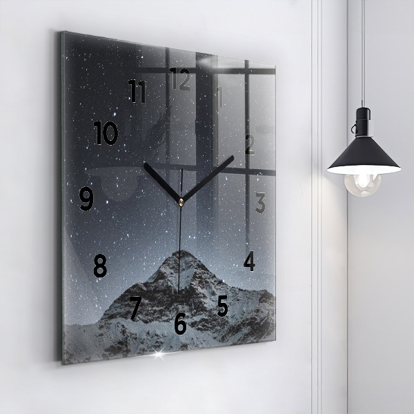 Horloge murale carrée Montagne sous les étoiles