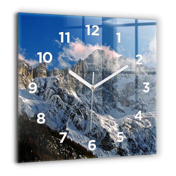 Horloge murale carrée Montagnes sous le ciel bleu