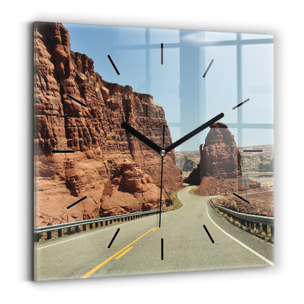 Horloge murale carrée La Route 66 aux États-Unis