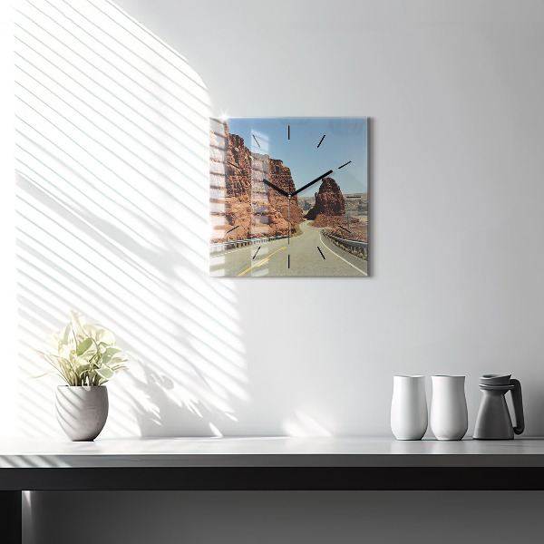 Horloge murale carrée La Route 66 aux États-Unis