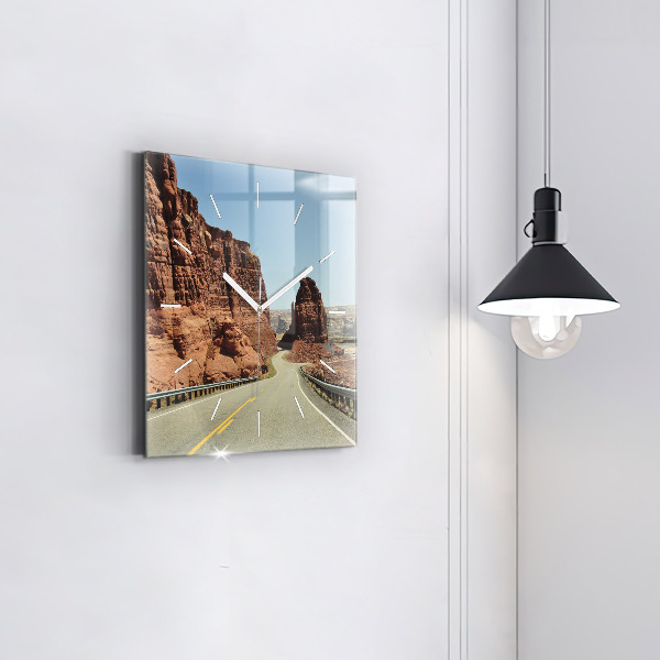 Horloge murale carrée La Route 66 aux États-Unis