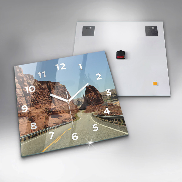 Horloge murale carrée La Route 66 aux États-Unis