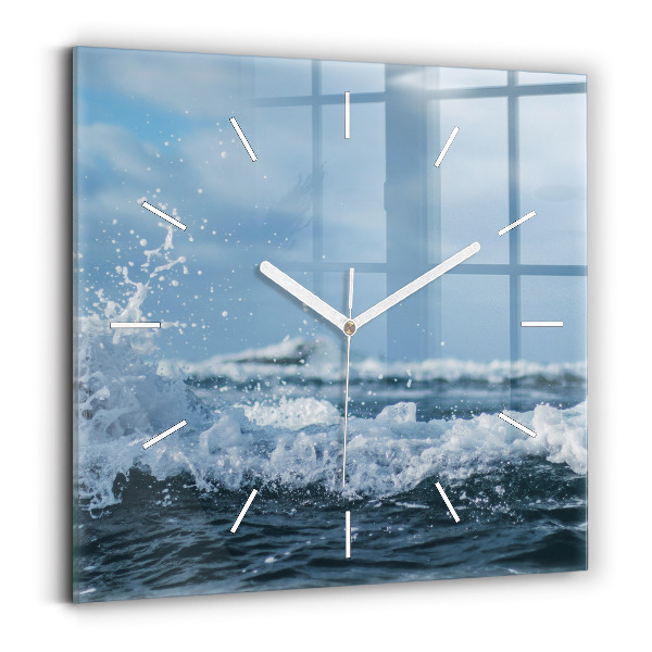 Horloge murale carrée Photographie des vagues de la mer