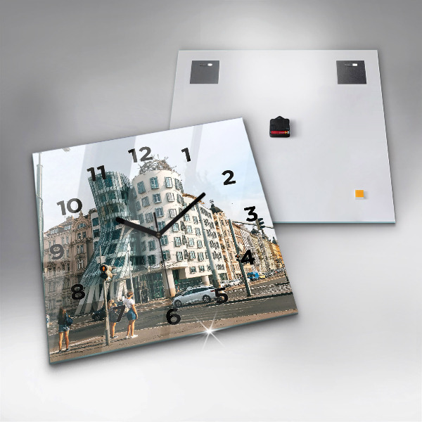 Horloge murale carrée Maison dansante de Prague