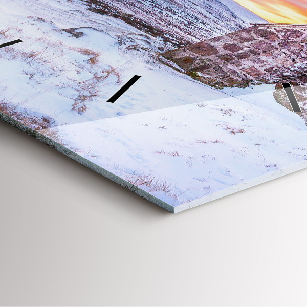 Horloge murale carrée Chalet à la montagne