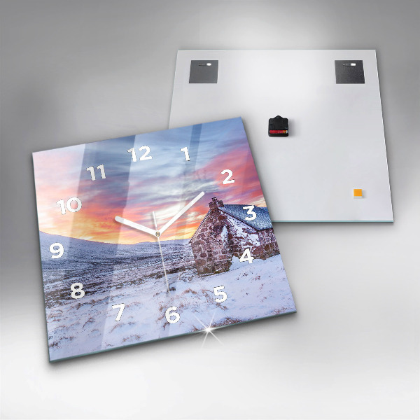 Horloge murale carrée Chalet à la montagne