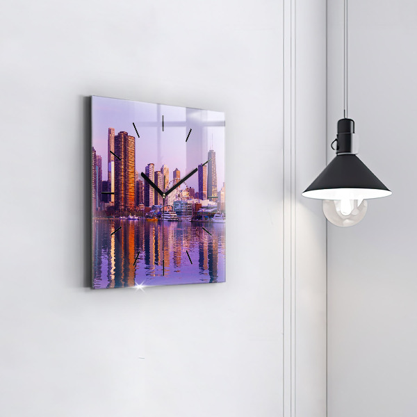 Horloge murale carrée Vue des gratte-ciels des États-Unis