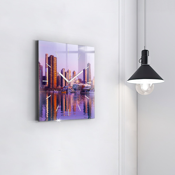 Horloge murale carrée Vue des gratte-ciels des États-Unis