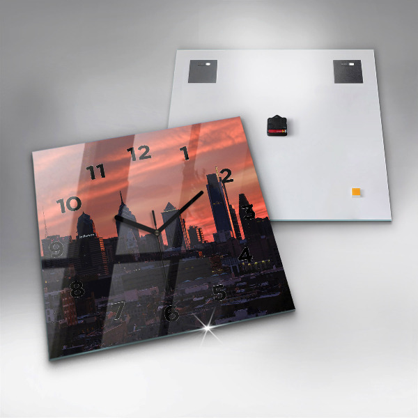 Horloge murale carrée Horizon de la ville de Philadelphie