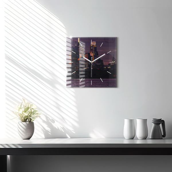 Horloge murale carrée Horizon de la ville de Philadelphie