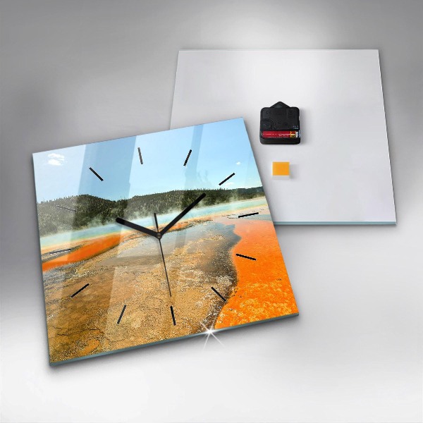 Horloge murale carrée Lac avec montagnes