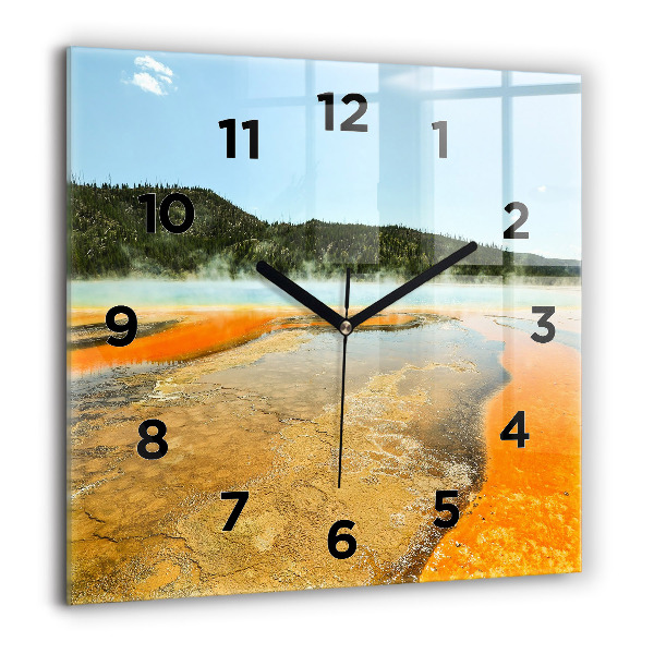 Horloge murale carrée Lac avec montagnes