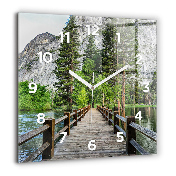 Horloge murale carrée Pont en bois de Yosemite
