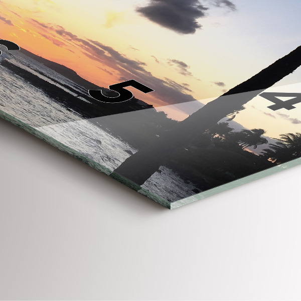 Horloge murale carrée Palmier et lever de soleil