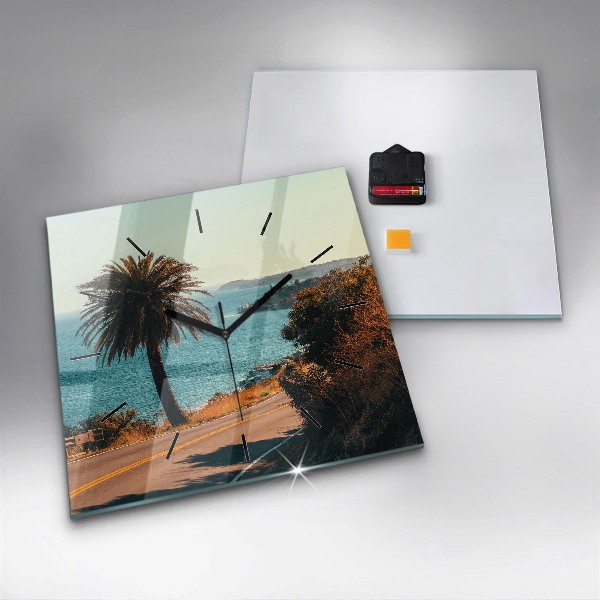 Horloge murale carrée Palmiers à Malibu