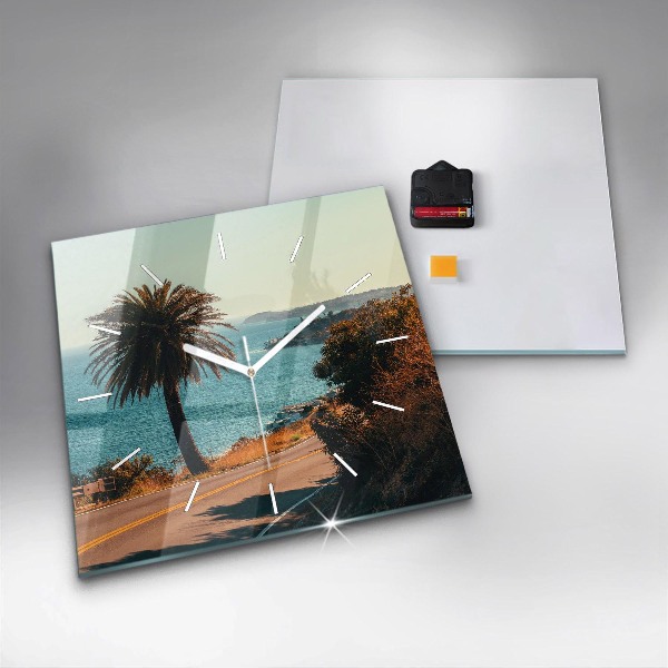 Horloge murale carrée Palmiers à Malibu