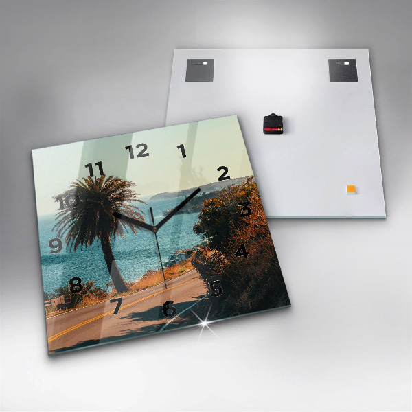 Horloge murale carrée Palmiers à Malibu