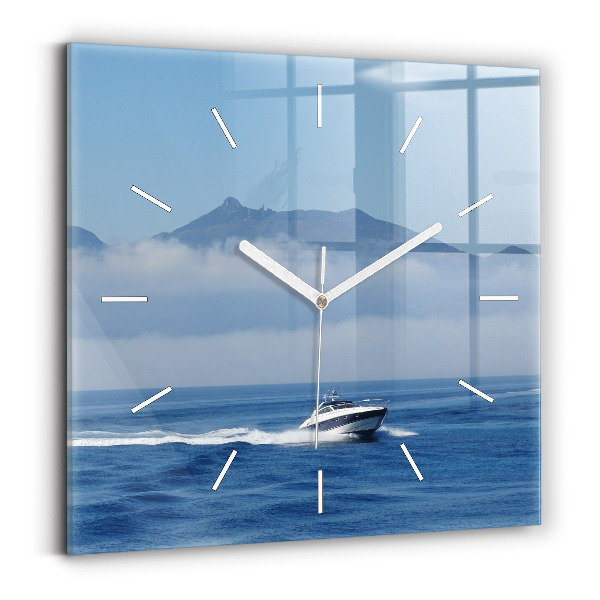 Horloge murale carrée 'Un bateau flottant sur l''océan'
