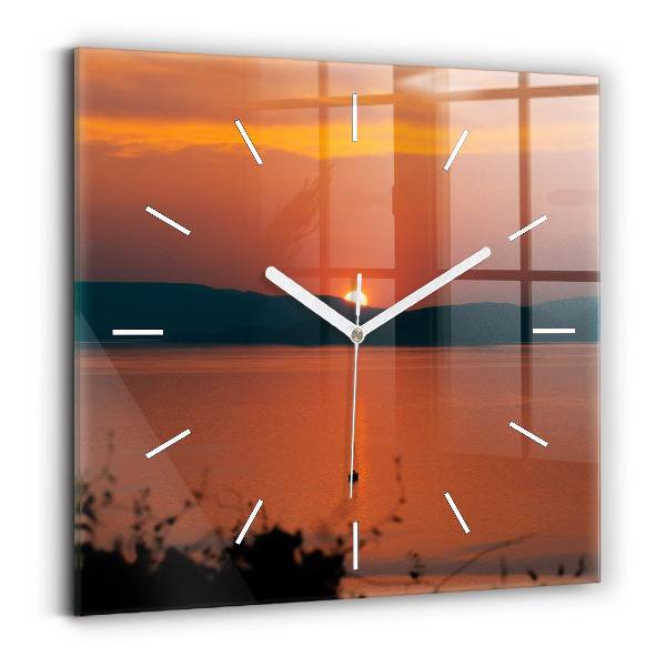 Horloge murale carrée Le lac Balaton le soir