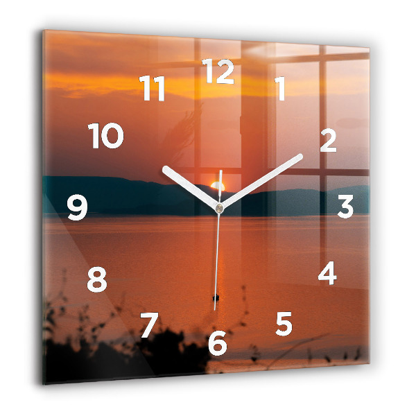 Horloge murale carrée Le lac Balaton le soir