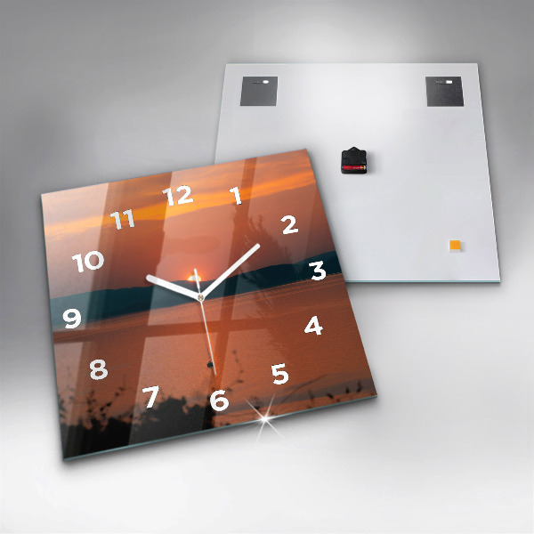 Horloge murale carrée Le lac Balaton le soir