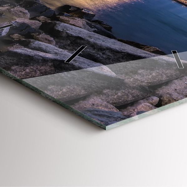 Horloge murale carrée Rivage rocheux sous le pont