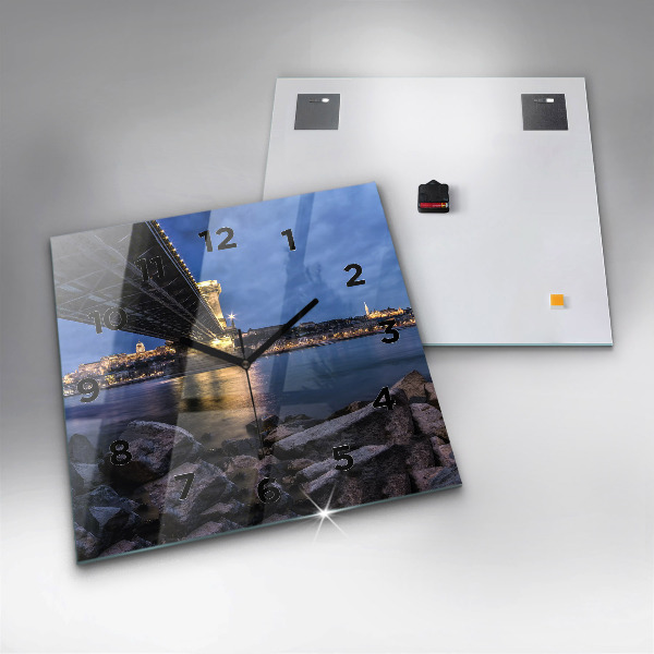 Horloge murale carrée Rivage rocheux sous le pont