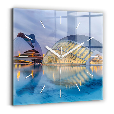 Horloge murale carrée Coucher de soleil sur la ville