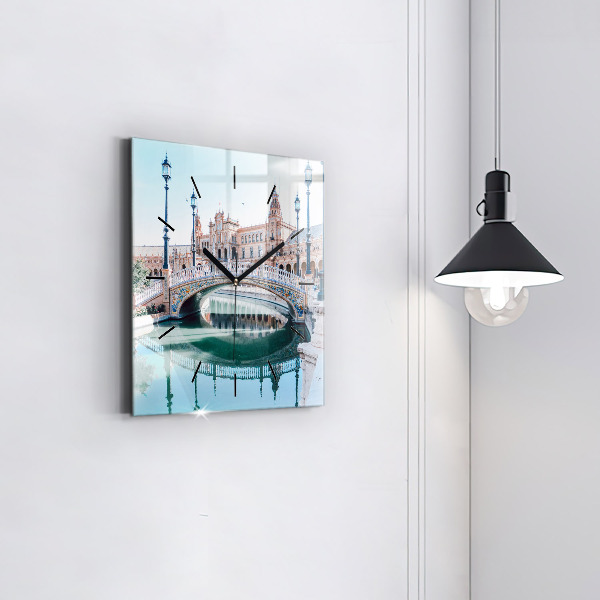 Horloge murale carrée 'Place d''Espagne à Séville'