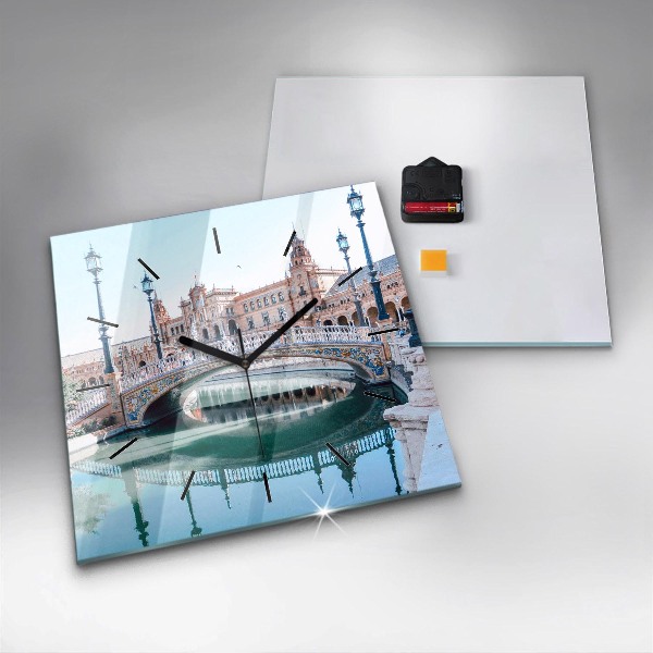 Horloge murale carrée 'Place d''Espagne à Séville'