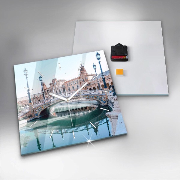 Horloge murale carrée 'Place d''Espagne à Séville'