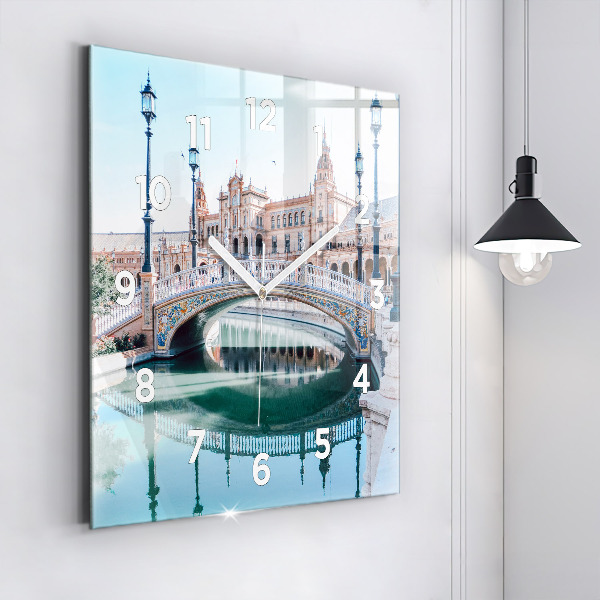 Horloge murale carrée 'Place d''Espagne à Séville'