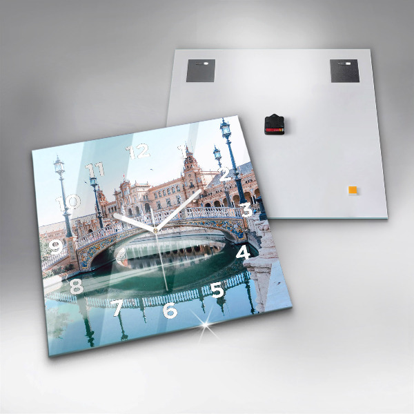 Horloge murale carrée 'Place d''Espagne à Séville'