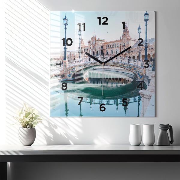 Horloge murale carrée 'Place d''Espagne à Séville'