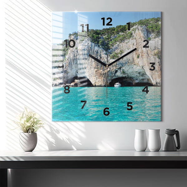 Horloge murale carrée Grotte sous-marine