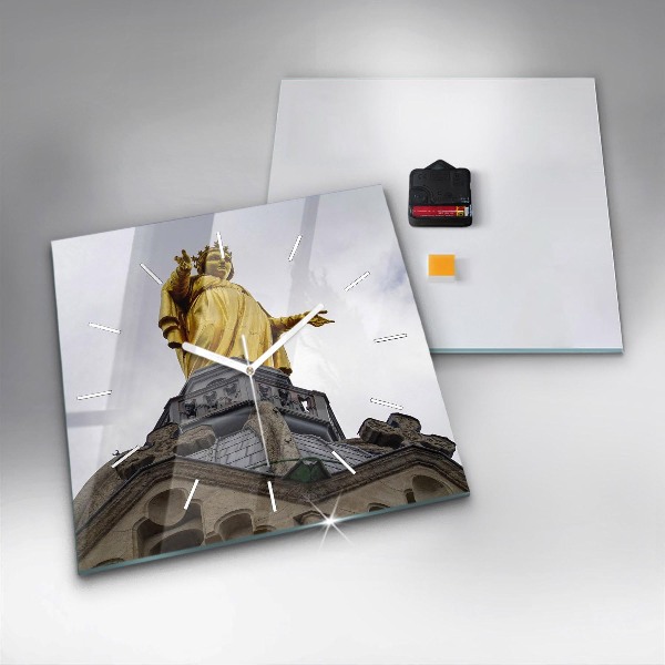 Horloge murale carrée Statue de la Vierge Marie à Lyon