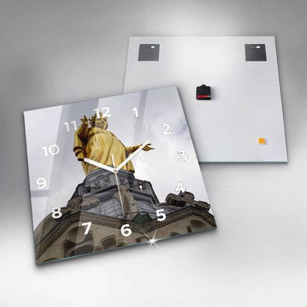 Horloge murale carrée Statue de la Vierge Marie à Lyon