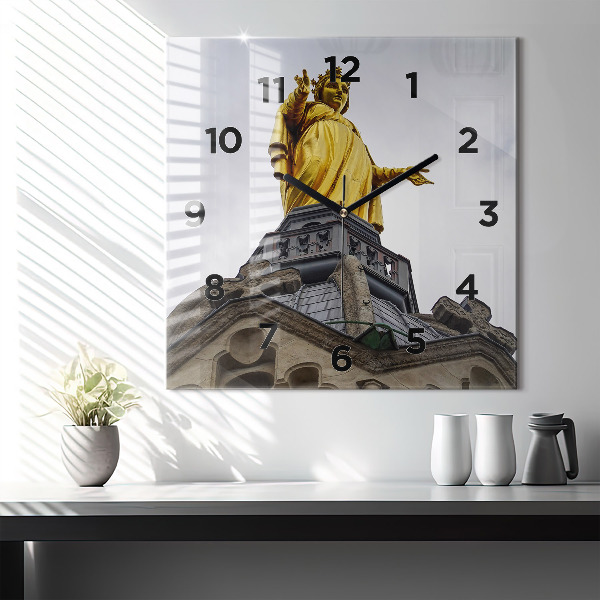Horloge murale carrée Statue de la Vierge Marie à Lyon