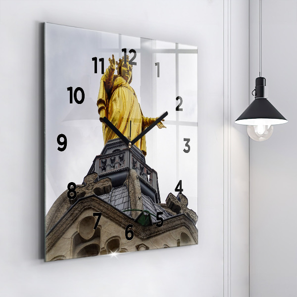 Horloge murale carrée Statue de la Vierge Marie à Lyon