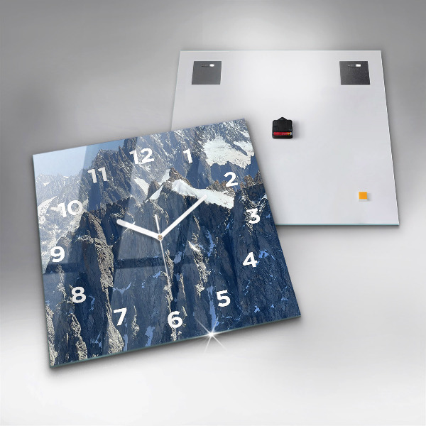 Horloge murale carrée Les Alpes en hiver