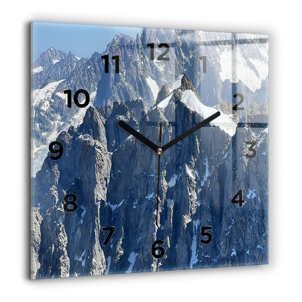 Horloge murale carrée Les Alpes en hiver