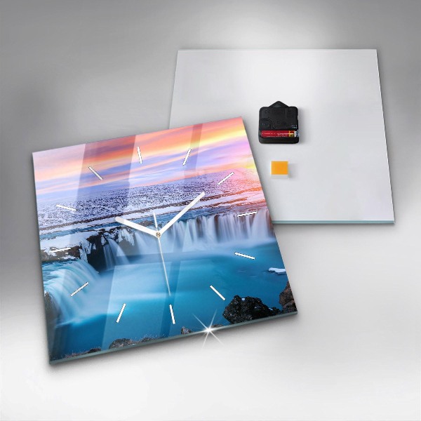 Horloge murale carrée Cascade de Godafoss, Islande