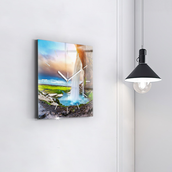 Horloge murale carrée Cascade en Islande