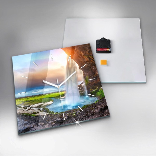 Horloge murale carrée Cascade en Islande