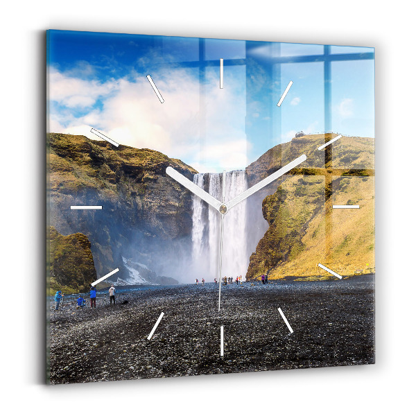 Horloge murale carrée Cascade en Islande