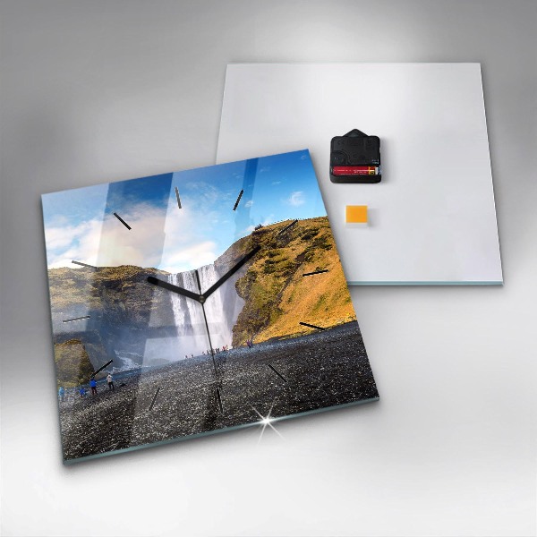Horloge murale carrée Cascade en Islande