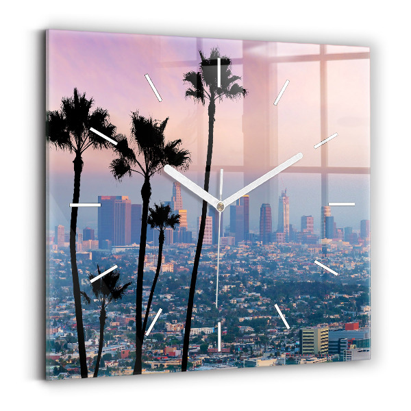 Horloge murale carrée Coucher de soleil à Los Angeles