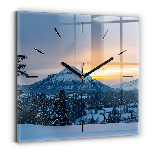 Pendule carrée en verre Paysage de montagne