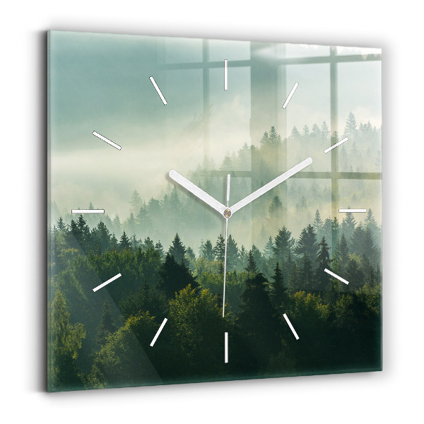 Horloge carrée en verre Lever de soleil sur les Beskides