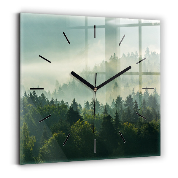 Horloge carrée en verre Lever de soleil sur les Beskides